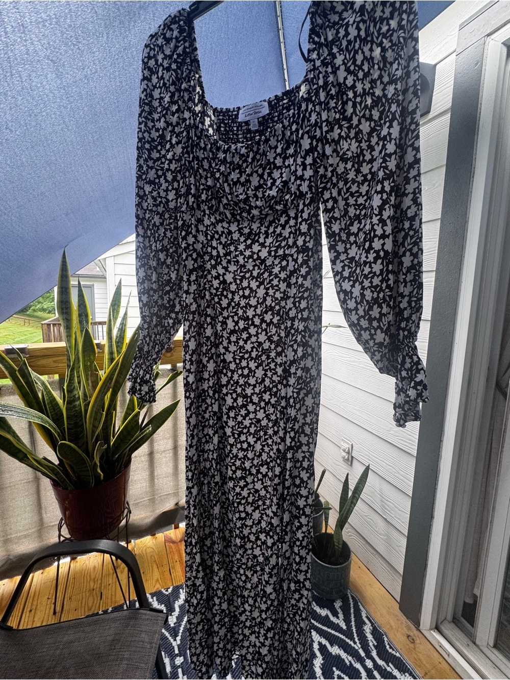 Los Angeles Apparel Black & White Floral Maxi Dress